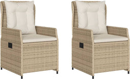 vidaXL - Tuinstoelen - 2 - st - verstelbaar - poly - rattan - beige
