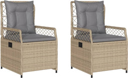 vidaXL - Tuinstoelen - 2 - st - verstelbaar - poly - rattan - beige