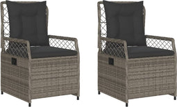 vidaXL - Tuinstoelen - 2 - st - verstelbaar - poly - rattan - grijs