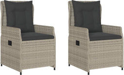vidaXL - Tuinstoelen - 2 - st - verstelbaar - poly - rattan - lichtgrijs