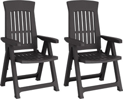 vidaXL - Tuinstoelen - 2 - st - verstelbaar - PP - antracietkleurig