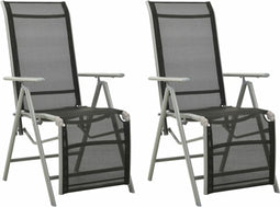 vidaXL - Tuinstoelen - 2 - st - verstelbaar - textileen - aluminium - zilverkleurig