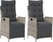 vidaXL - Tuinstoelen - 2 - st - verstelbaar - voetensteun - poly - rattan - lichtgrijs