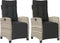 vidaXL - Tuinstoelen - 2 - st - verstelbaar - voetensteun - poly - rattan - lichtgrijs