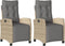 vidaXL - Tuinstoelen - 2 - st - verstelbaar - voetensteun - poly - rattan - beige - mix