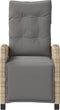 vidaXL - Tuinstoelen - 2 - st - verstelbaar - voetensteun - poly - rattan - beige - mix