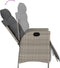 vidaXL - Tuinstoelen - 2 - st - verstelbaar - voetensteun - poly - rattan - lichtgrijs