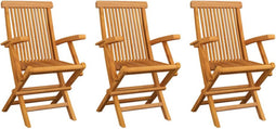 vidaXL - Tuinstoelen - 3 - st - massief - teakhout
