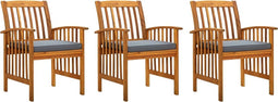 vidaXL - Tuinstoelen - 3 - st - met - kussens - massief - acaciahout