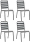 vidaXL - Tuinstoelen - 4 - st - gelat - ontwerp - staal - donkergrijs