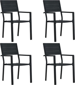 vidaXL - Tuinstoelen - 4 - st - hout-look - HDPE - zwart