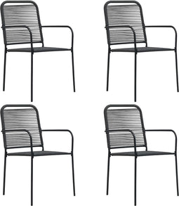 vidaXL - Tuinstoelen - 4 - st - katoenen - touw - en - staal - zwart