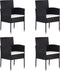 vidaXL - Tuinstoelen - 4 - st - met - crèmewitte - kussens - poly - rattan - zwart