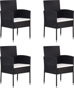 vidaXL - Tuinstoelen - 4 - st - met - crèmewitte - kussens - poly - rattan - zwart