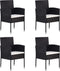 vidaXL - Tuinstoelen - 4 - st - met - crèmewitte - kussens - poly - rattan - zwart