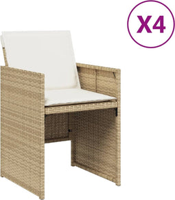 vidaXL - Tuinstoelen - 4 - st - met - kussens - poly - rattan - beige