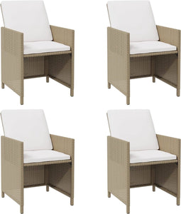 vidaXL - Tuinstoelen - 4 - st - met - kussens - poly - rattan - beige