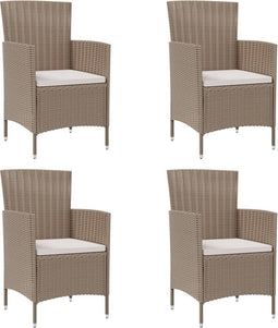 vidaXL - Tuinstoelen - 4 - st - met - kussens - poly - rattan - beige