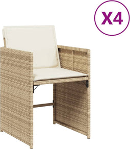 vidaXL - Tuinstoelen - 4 - st - met - kussens - poly - rattan - beige