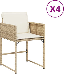 vidaXL - Tuinstoelen - 4 - st - met - kussens - poly - rattan - beige
