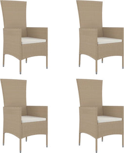 vidaXL - Tuinstoelen - 4 - st - met - kussens - poly - rattan - beige