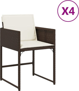 vidaXL - Tuinstoelen - 4 - st - met - kussens - poly - rattan - bruin