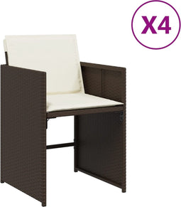 vidaXL - Tuinstoelen - 4 - st - met - kussens - poly - rattan - bruin