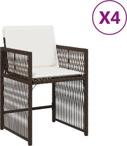 vidaXL - Tuinstoelen - 4 - st - met - kussens - poly - rattan - bruin