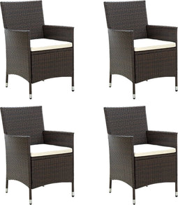 vidaXL - Tuinstoelen - 4 - st - met - kussens - poly - rattan - bruin