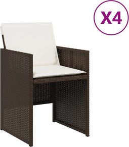 vidaXL - Tuinstoelen - 4 - st - met - kussens - poly - rattan - bruin
