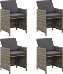 vidaXL - Tuinstoelen - 4 - st - met - kussens - poly - rattan - grijs
