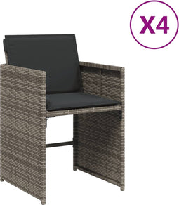 vidaXL - Tuinstoelen - 4 - st - met - kussens - poly - rattan - grijs