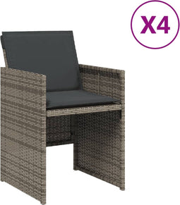 vidaXL - Tuinstoelen - 4 - st - met - kussens - poly - rattan - grijs