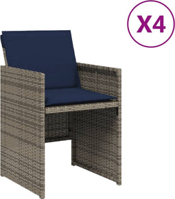 vidaXL - Tuinstoelen - 4 - st - met - kussens - poly - rattan - grijs