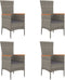 vidaXL - Tuinstoelen - 4 - st - met - kussens - poly - rattan - grijs