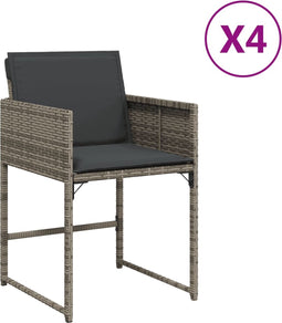 vidaXL - Tuinstoelen - 4 - st - met - kussens - poly - rattan - grijs