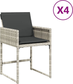 vidaXL - Tuinstoelen - 4 - st - met - kussens - poly - rattan - lichtgrijs