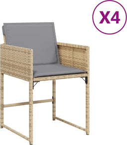 vidaXL - Tuinstoelen - 4 - st - met - kussens - poly - rattan - gemengd - beige