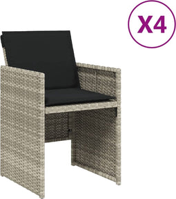 vidaXL - Tuinstoelen - 4 - st - met - kussens - poly - rattan - lichtgrijs