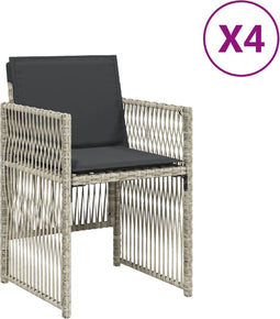 vidaXL - Tuinstoelen - 4 - st - met - kussens - poly - rattan - lichtgrijs