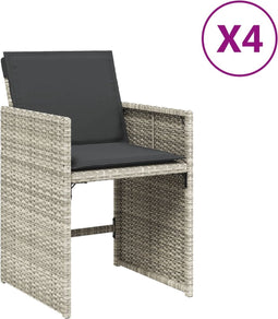 vidaXL - Tuinstoelen - 4 - st - met - kussens - poly - rattan - lichtgrijs