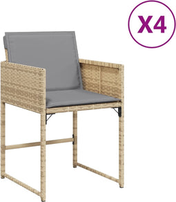 vidaXL - Tuinstoelen - 4 - st - met - kussens - poly - rattan - gemengd - beige