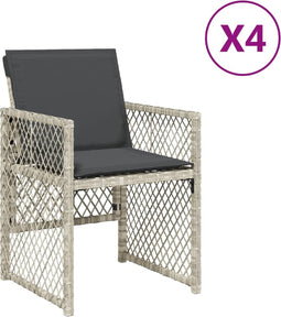 vidaXL - Tuinstoelen - 4 - st - met - kussens - poly - rattan - lichtgrijs