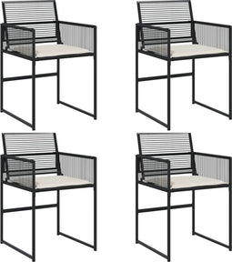 vidaXL - Tuinstoelen - 4 - st - met - kussens - poly - rattan - zwart