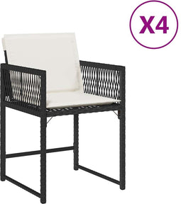 vidaXL - Tuinstoelen - 4 - st - met - kussens - poly - rattan - zwart