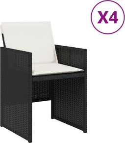 vidaXL - Tuinstoelen - 4 - st - met - kussens - poly - rattan - zwart