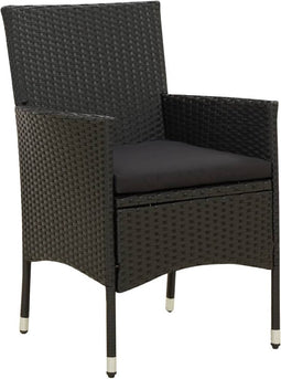 vidaXL - Tuinstoelen - 4 - st - met - kussens - poly - rattan - zwart