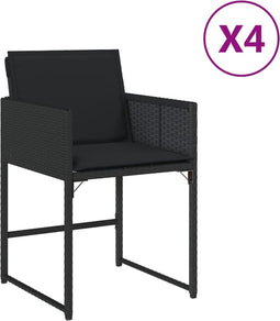 vidaXL - Tuinstoelen - 4 - st - met - kussens - poly - rattan - zwart