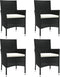 vidaXL - Tuinstoelen - 4 - st - met - kussens - poly - rattan - zwart