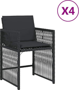 vidaXL - Tuinstoelen - 4 - st - met - kussens - poly - rattan - zwart
